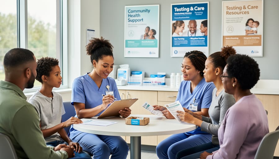 Healthcare worker holding HIV testing information and support materials