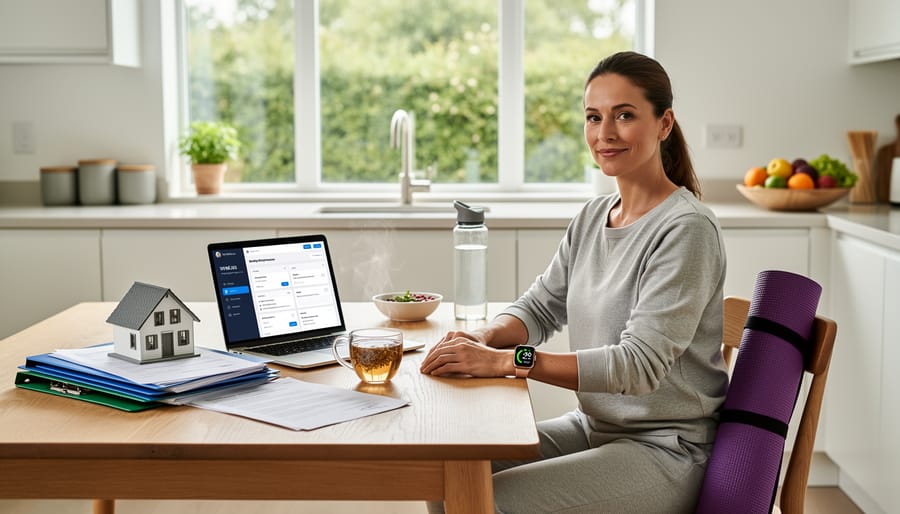 Person relaxing by window with warm beverage in peaceful home setting