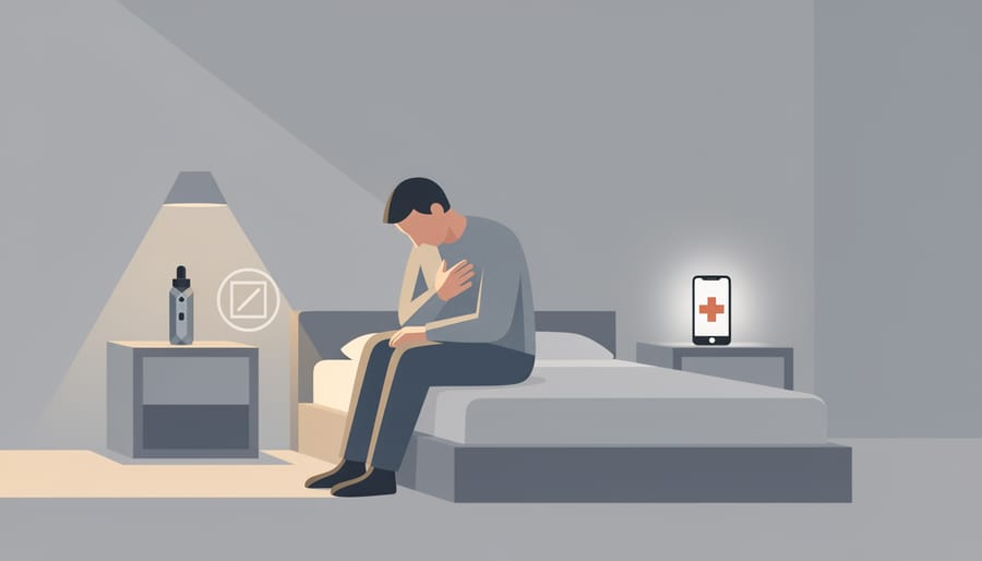 Person resting at home with warm mug and tissues visible, suggesting the importance of responding to concerning symptoms.